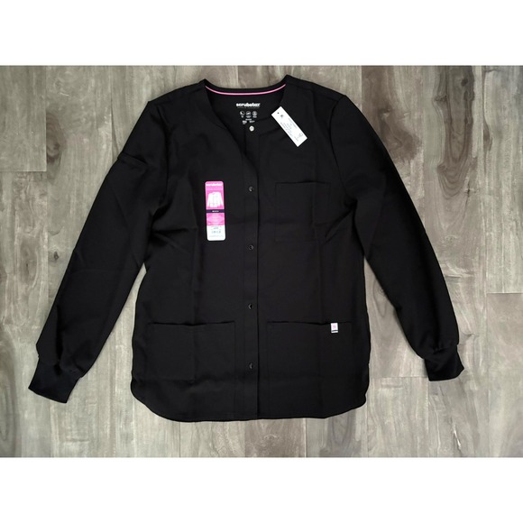 Scrubstar Womens Long Sleeve Warm up Jacket Scrub top BLack  Size XS  NWT - Picture 1 of 12